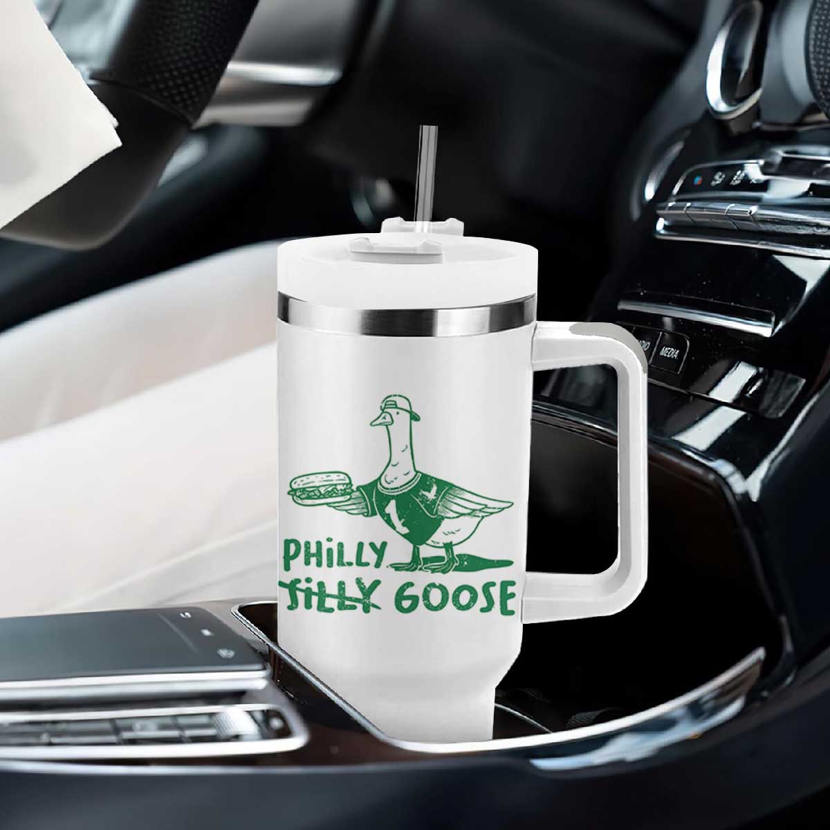 Philly Goose Tumbler With Handle Funny Philadelphia Fan Silly Gooses TS10 Print Your Wear