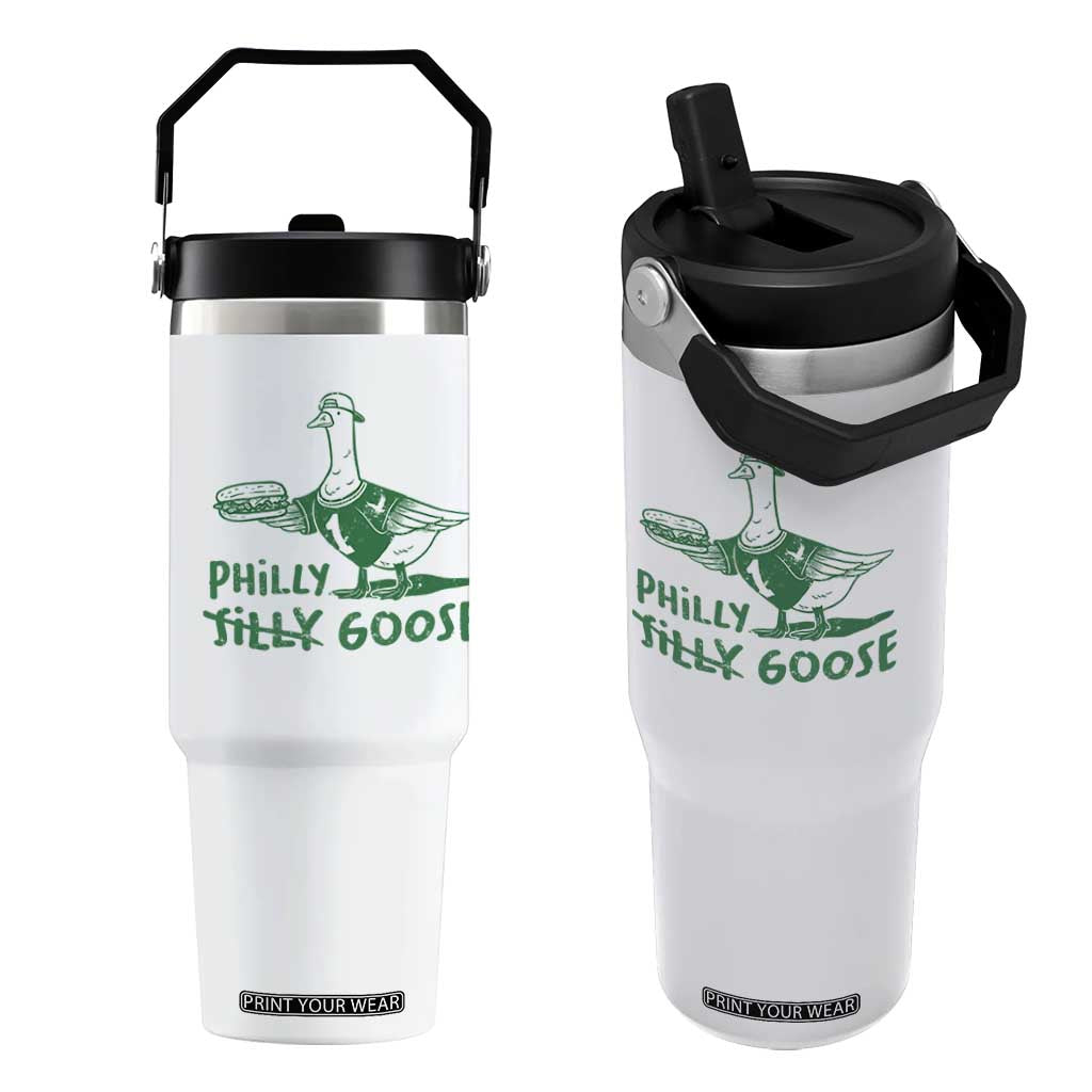 Philly Goose Flip Straw Tumbler Funny Philadelphia Fan Silly Gooses TS10 One Size: 30 oz White Print Your Wear