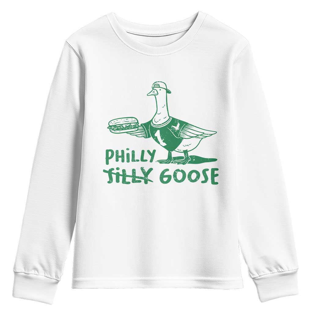 Philly Goose Youth Sweatshirt Funny Philadelphia Fan Silly Gooses TS10 White Print Your Wear