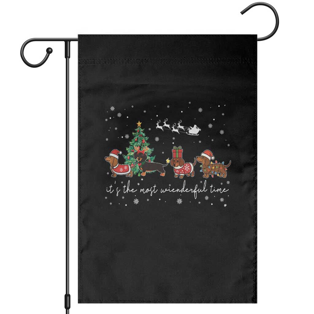 Dachshund Christmas Garden Flag Funny Weiner Dog Lovers Its The Most Wienderful Time TS10 Black Print Your Wear