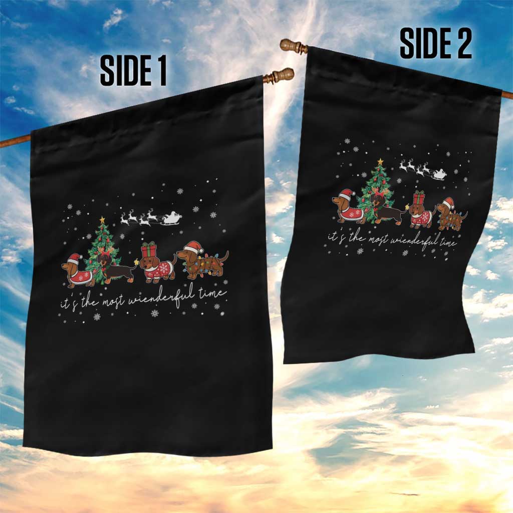 Dachshund Christmas Garden Flag Funny Weiner Dog Lovers Its The Most Wienderful Time TS10 Print Your Wear