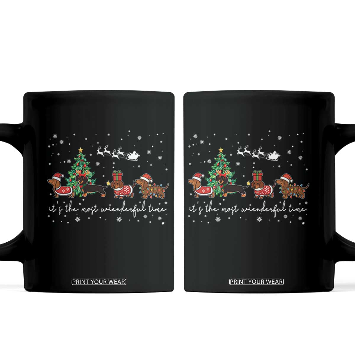 Dachshund Christmas Coffee Mug Funny Weiner Dog Lovers Its The Most Wienderful Time TS10 Black Print Your Wear