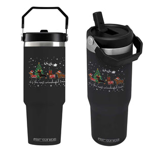 Dachshund Christmas Flip Straw Tumbler Funny Weiner Dog Lovers Its The Most Wienderful Time TS10 One Size: 30 oz Black Print Your Wear