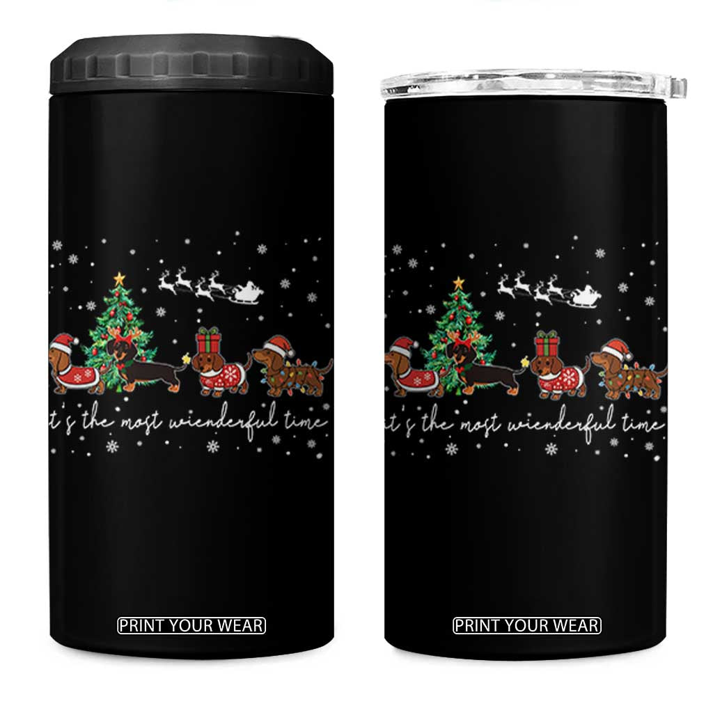 Dachshund Christmas 4 in 1 Can Cooler Tumbler Funny Weiner Dog Lovers Its The Most Wienderful Time TS10 One Size: 16 oz Black Print Your Wear