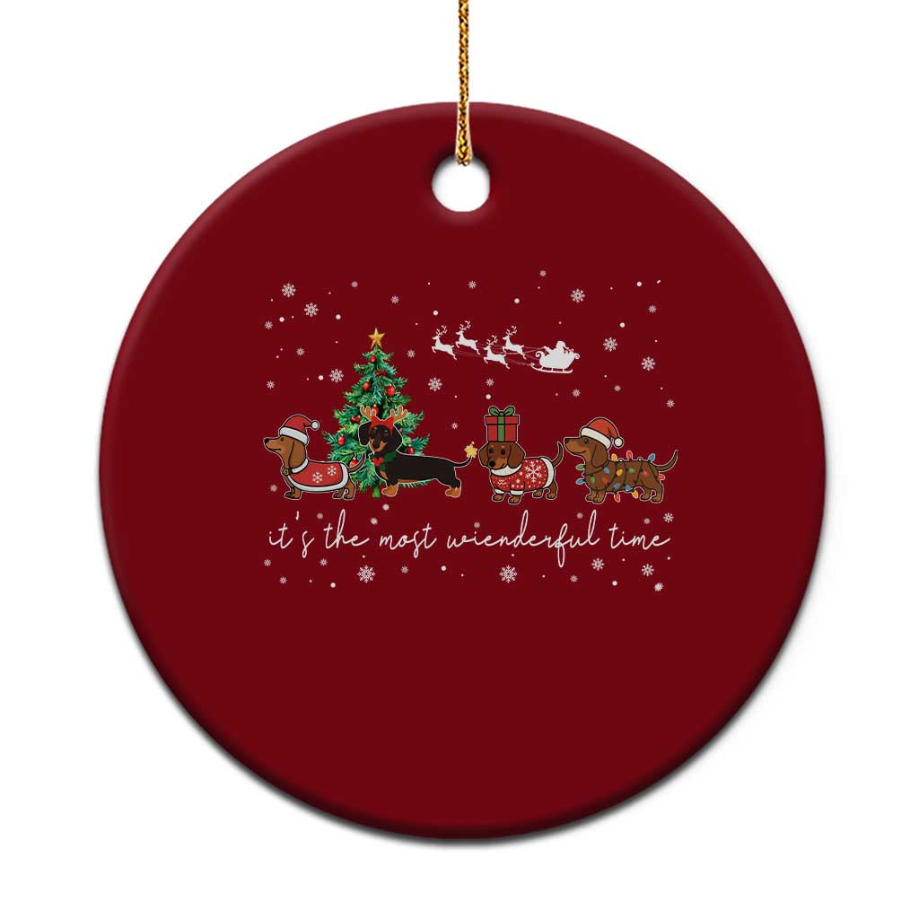 Dachshund Christmas Ceramic Ornament Funny Weiner Dog Lovers Its The Most Wienderful Time TS10 1pc Red Print Your Wear