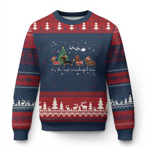 Dachshund Xmas Ugly Christmas Sweater Funny Weiner Dog Lovers Its The Most Wienderful Time TS10 Navy Red Print Your Wear