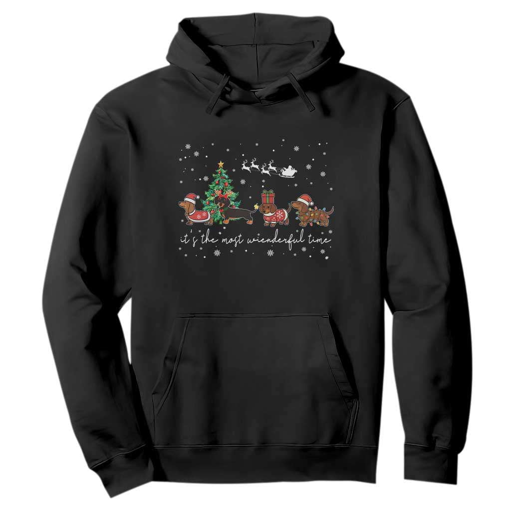 Dachshund Christmas Hoodie Funny Weiner Dog Lovers Its The Most Wienderful Time - Print Your Wear