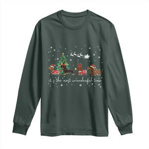 Dachshund Christmas Long Sleeve Shirt Funny Weiner Dog Lovers Its The Most Wienderful Time TS10 Dark Forest Green Print Your Wear