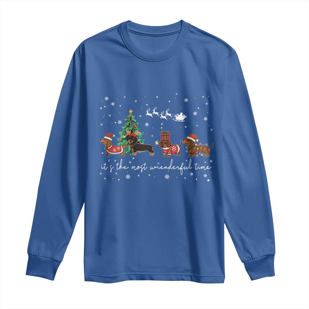 Dachshund Christmas Long Sleeve Shirt Funny Weiner Dog Lovers Its The Most Wienderful Time TS10 Royal Blue Print Your Wear