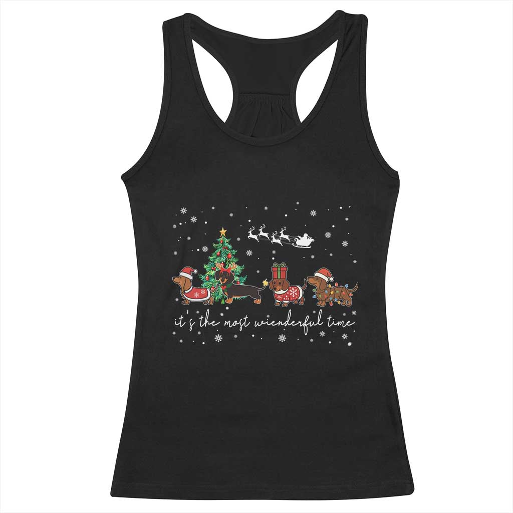 Dachshund Christmas Racerback Tank Top Funny Weiner Dog Lovers Its The Most Wienderful Time TS10 Black Print Your Wear