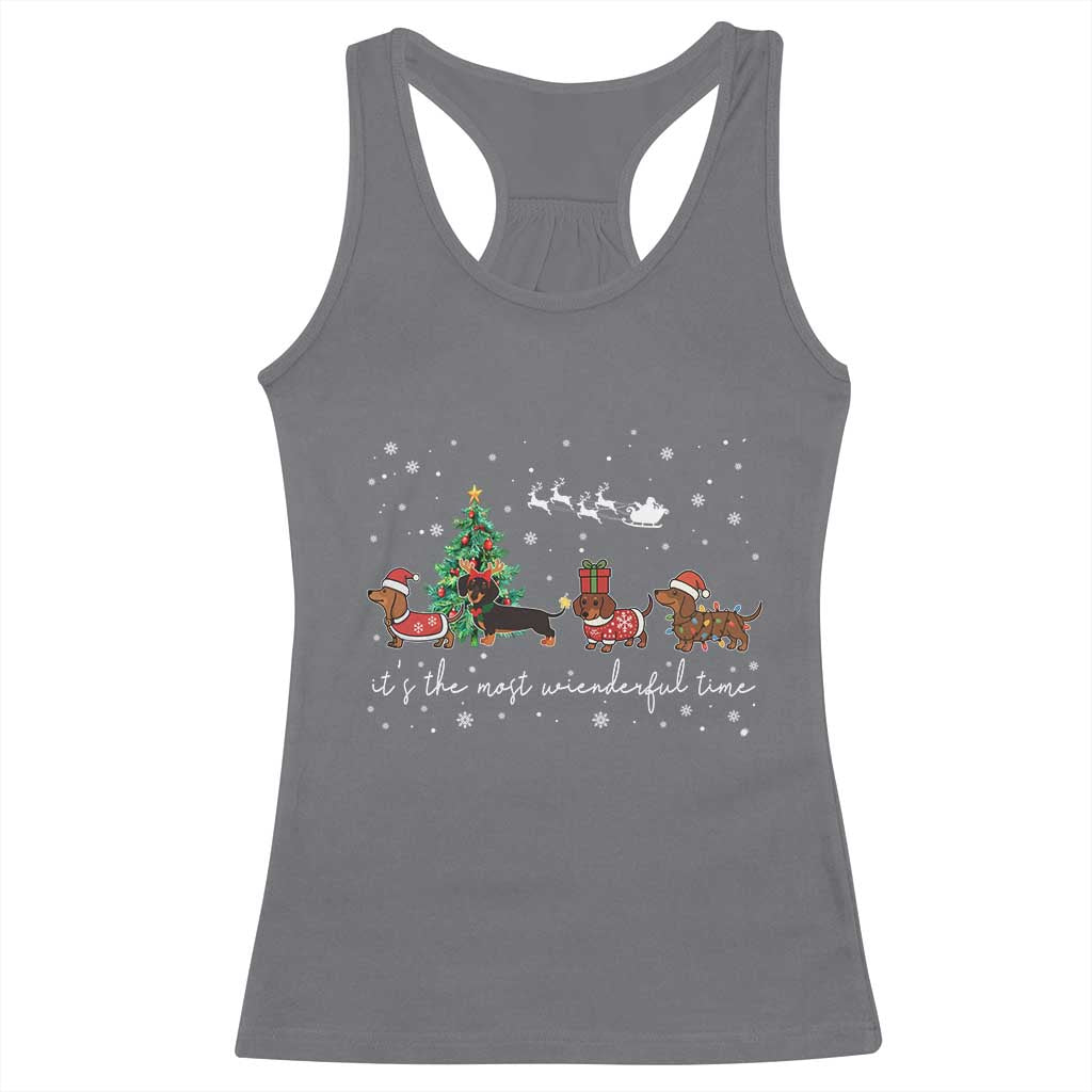 Dachshund Christmas Racerback Tank Top Funny Weiner Dog Lovers Its The Most Wienderful Time TS10 Charcoal Print Your Wear