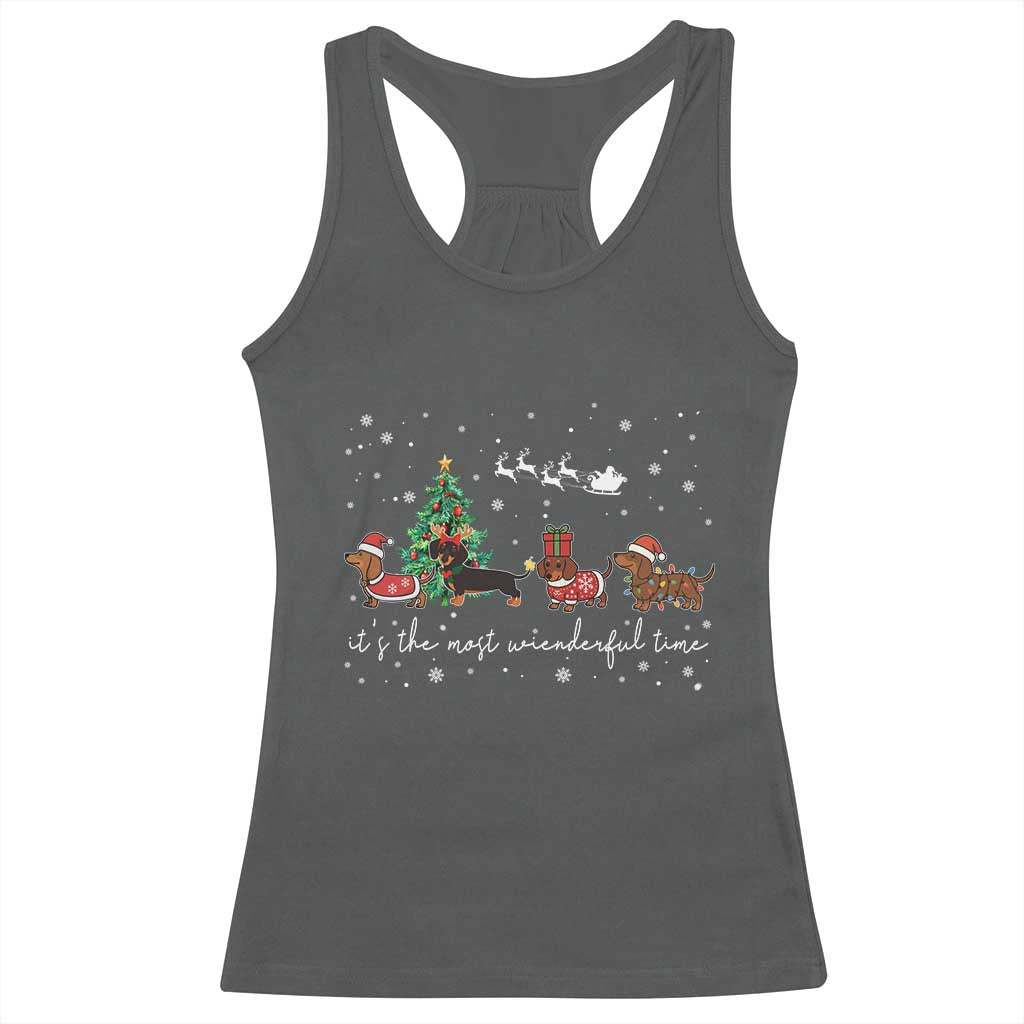 Dachshund Christmas Racerback Tank Top Funny Weiner Dog Lovers Its The Most Wienderful Time TS10 Dark Heather Print Your Wear