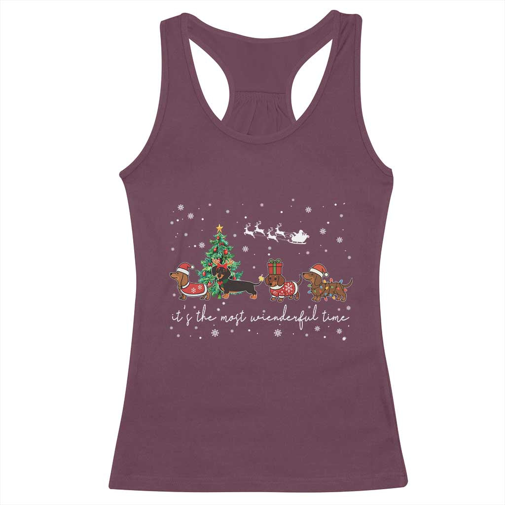 Dachshund Christmas Racerback Tank Top Funny Weiner Dog Lovers Its The Most Wienderful Time TS10 Maroon Print Your Wear