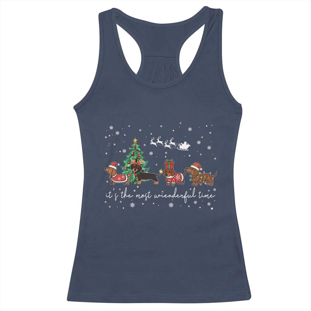 Dachshund Christmas Racerback Tank Top Funny Weiner Dog Lovers Its The Most Wienderful Time TS10 Navy Print Your Wear
