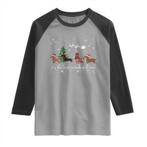 Dachshund Christmas Raglan Shirt Funny Weiner Dog Lovers Its The Most Wienderful Time TS10 Sport Gray Black Print Your Wear