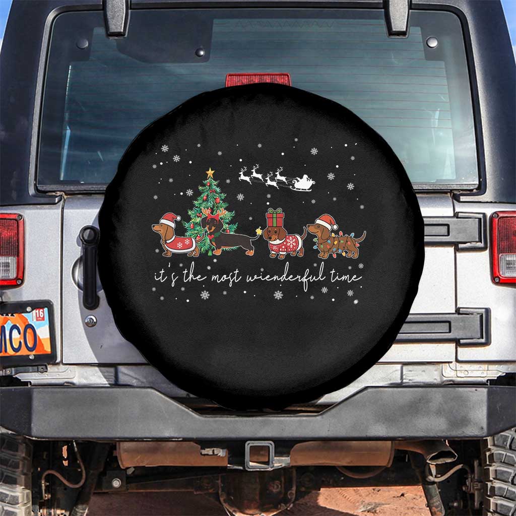 Dachshund Christmas Spare Tire Cover Funny Weiner Dog Lovers Its The Most Wienderful Time TS10 No hole Black Print Your Wear