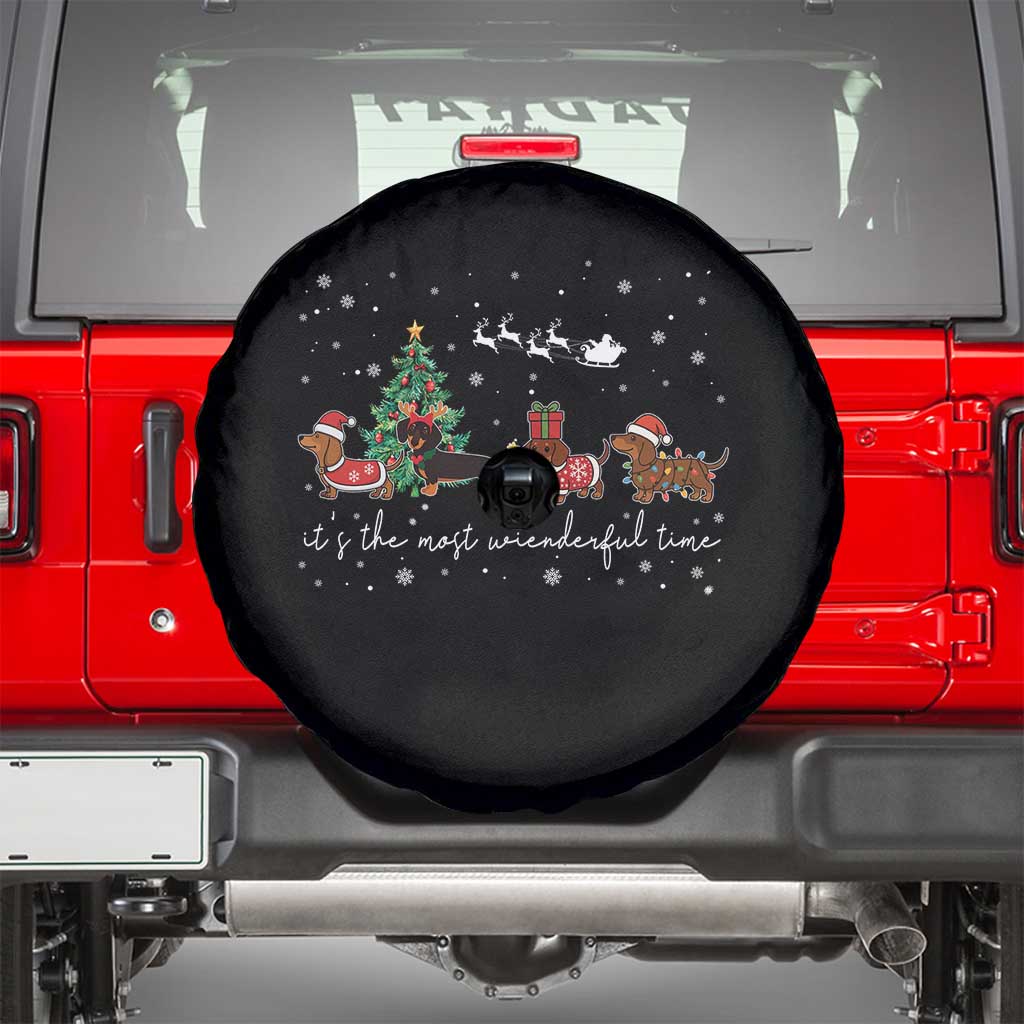 Dachshund Christmas Spare Tire Cover Funny Weiner Dog Lovers Its The Most Wienderful Time TS10 Black Print Your Wear