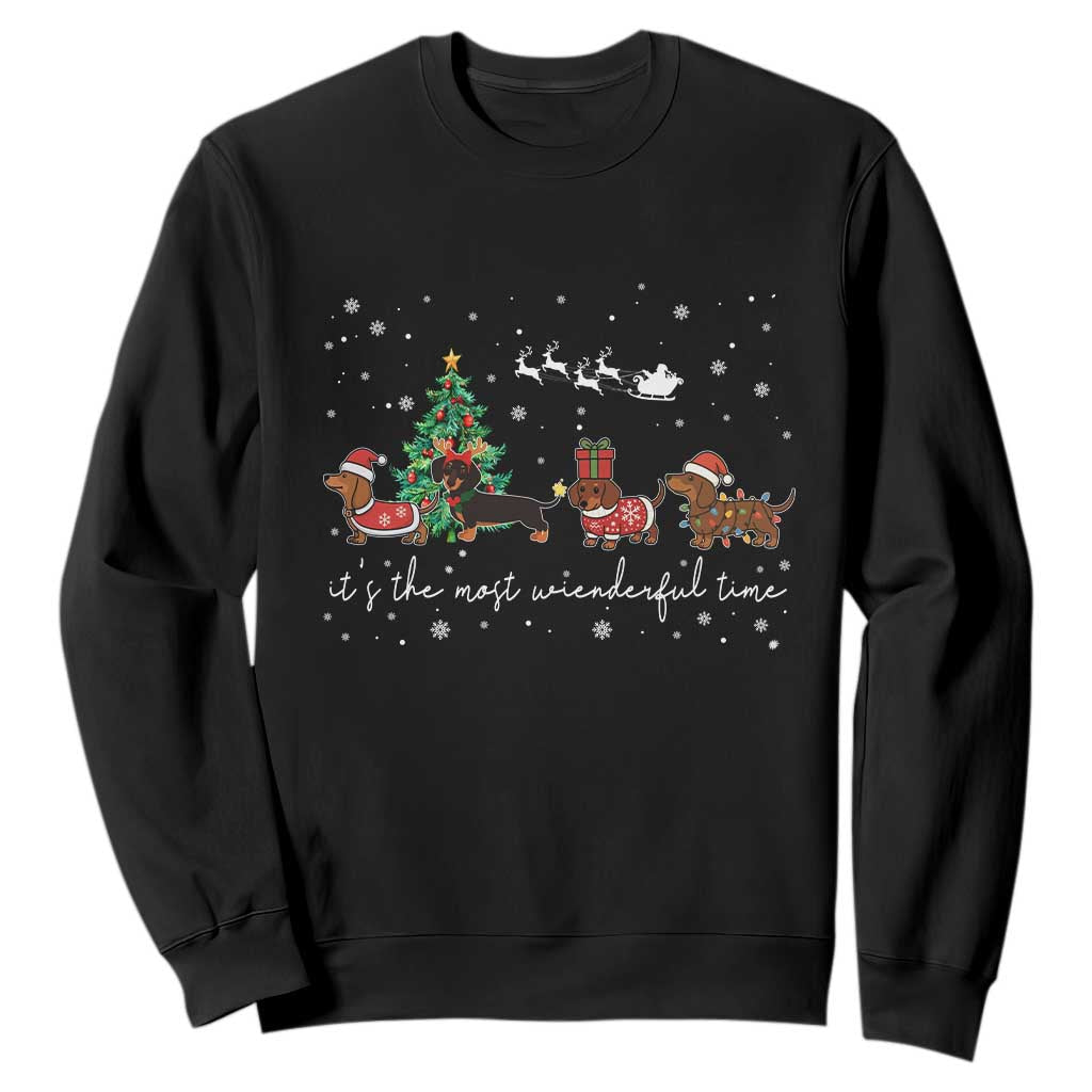Dachshund Christmas Sweatshirt Funny Weiner Dog Lovers Its The Most Wienderful Time - Print Your Wear