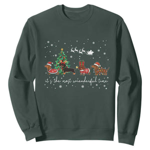 Dachshund Christmas Sweatshirt Funny Weiner Dog Lovers Its The Most Wienderful Time TS10 Dark Forest Green Print Your Wear