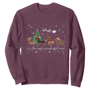 Dachshund Christmas Sweatshirt Funny Weiner Dog Lovers Its The Most Wienderful Time TS10 Maroon Print Your Wear