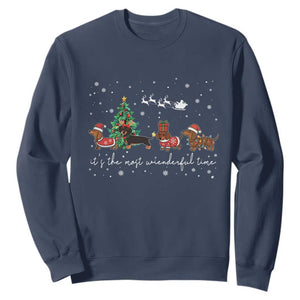 Dachshund Christmas Sweatshirt Funny Weiner Dog Lovers Its The Most Wienderful Time TS10 Navy Print Your Wear