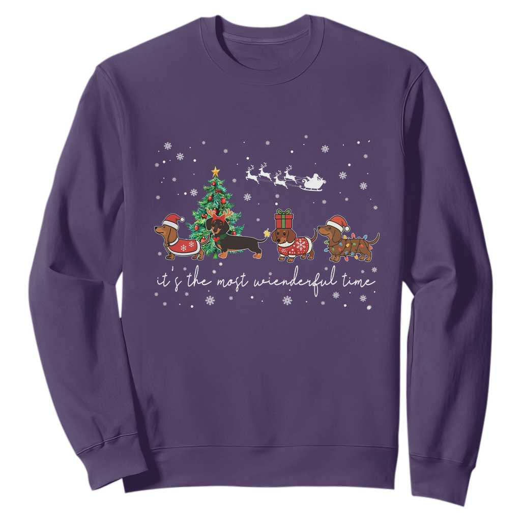 Dachshund Christmas Sweatshirt Funny Weiner Dog Lovers Its The Most Wienderful Time TS10 Purple Print Your Wear
