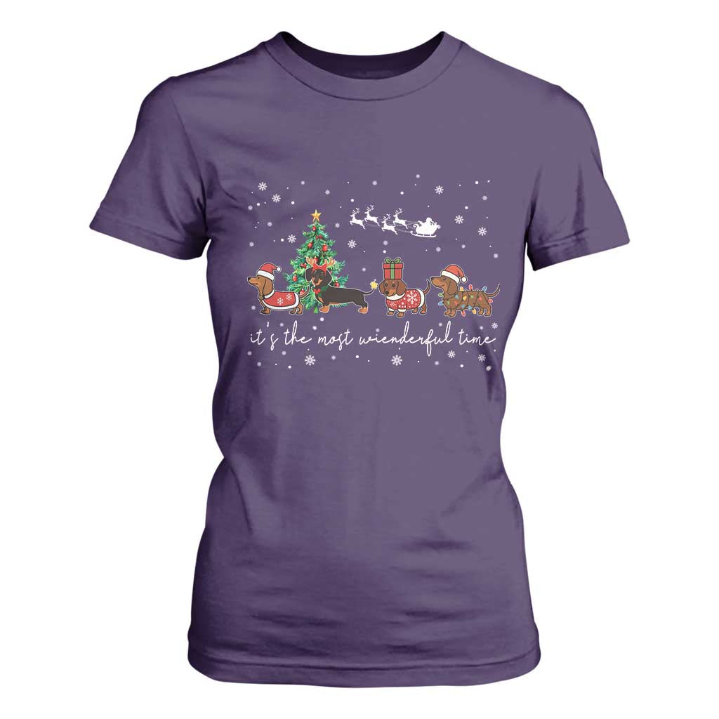 Dachshund Christmas T Shirt For Women Funny Weiner Dog Lovers Its The Most Wienderful Time TS10 Purple Print Your Wear