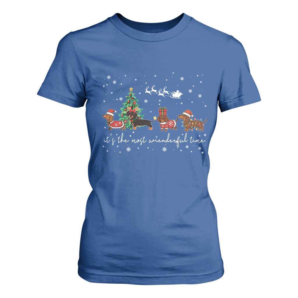 Dachshund Christmas T Shirt For Women Funny Weiner Dog Lovers Its The Most Wienderful Time TS10 Royal Blue Print Your Wear