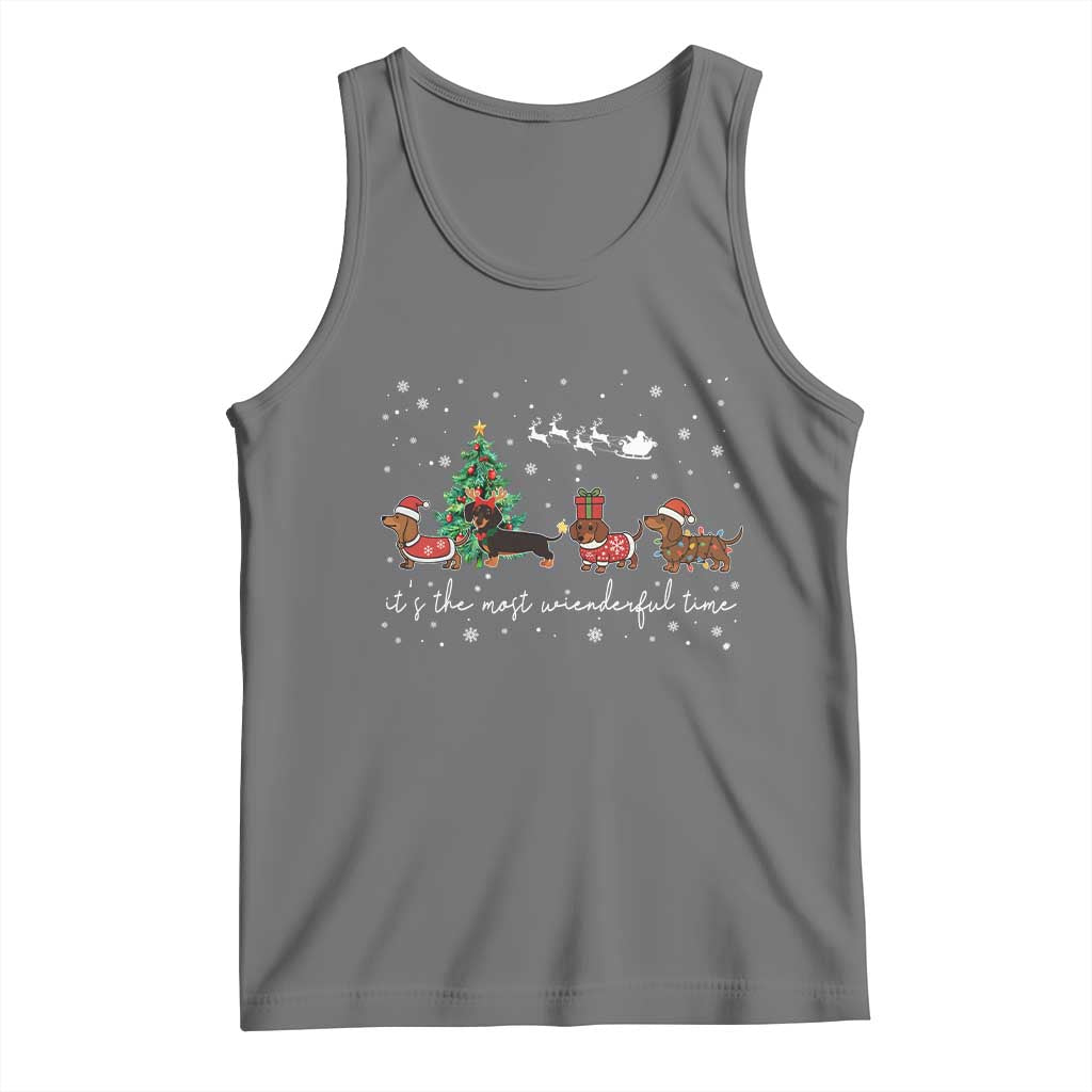Dachshund Christmas Tank Top Funny Weiner Dog Lovers Its The Most Wienderful Time TS10 Black Heather Print Your Wear