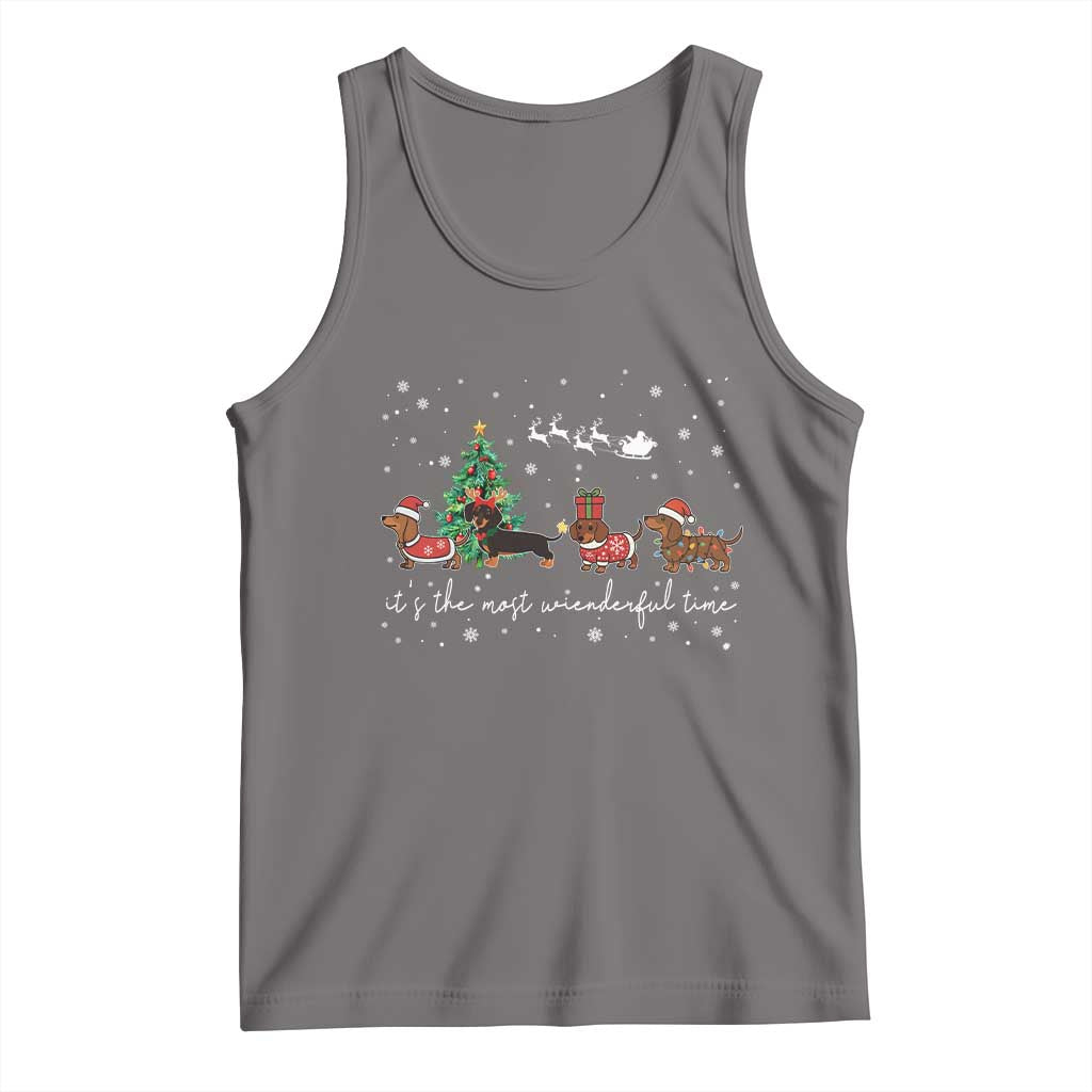 Dachshund Christmas Tank Top Funny Weiner Dog Lovers Its The Most Wienderful Time TS10 Deep Heather Print Your Wear