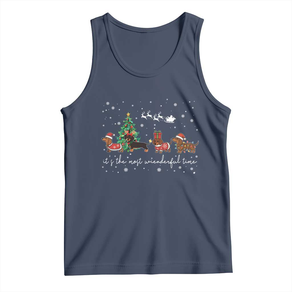 Dachshund Christmas Tank Top Funny Weiner Dog Lovers Its The Most Wienderful Time TS10 Navy Print Your Wear