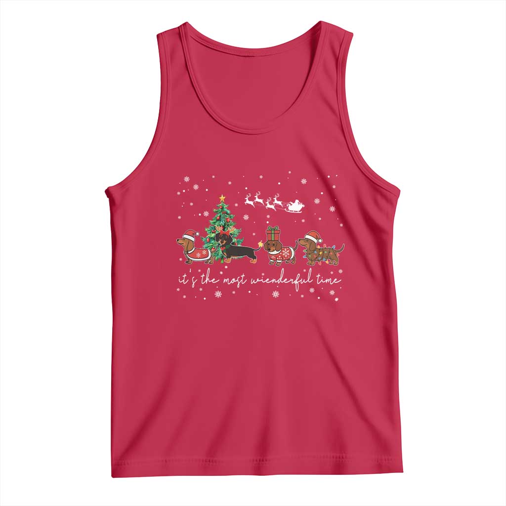 Dachshund Christmas Tank Top Funny Weiner Dog Lovers Its The Most Wienderful Time TS10 Red Print Your Wear