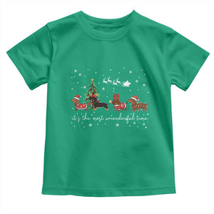 Dachshund Christmas Toddler T Shirt Funny Weiner Dog Lovers Its The Most Wienderful Time TS10 Irish Green Print Your Wear