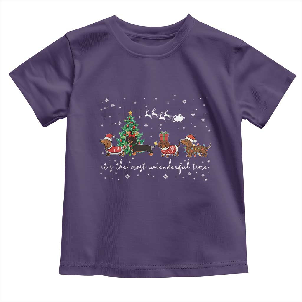 Dachshund Christmas Toddler T Shirt Funny Weiner Dog Lovers Its The Most Wienderful Time TS10 Purple Print Your Wear