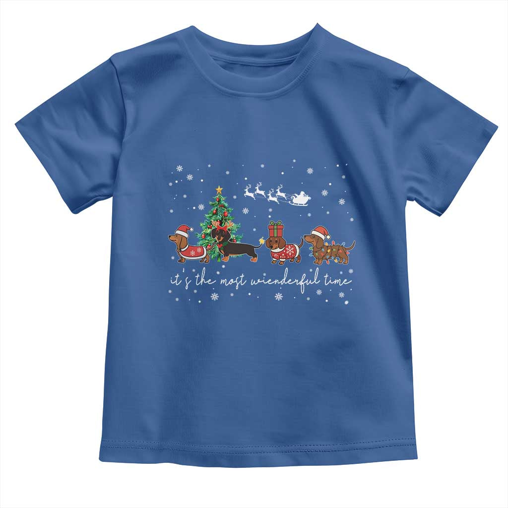Dachshund Christmas Toddler T Shirt Funny Weiner Dog Lovers Its The Most Wienderful Time TS10 Royal Blue Print Your Wear