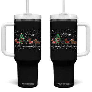 Dachshund Christmas Tumbler With Handle Funny Weiner Dog Lovers Its The Most Wienderful Time TS10 One Size: 40 oz Black Print Your Wear