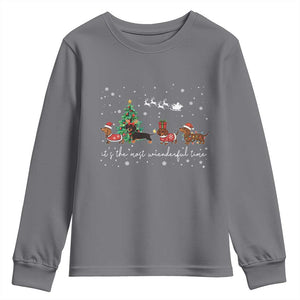 Dachshund Christmas Youth Sweatshirt Funny Weiner Dog Lovers Its The Most Wienderful Time TS10 Charcoal Print Your Wear