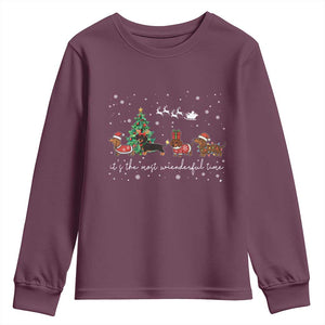 Dachshund Christmas Youth Sweatshirt Funny Weiner Dog Lovers Its The Most Wienderful Time TS10 Maroon Print Your Wear