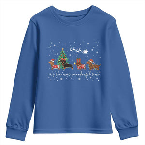 Dachshund Christmas Youth Sweatshirt Funny Weiner Dog Lovers Its The Most Wienderful Time TS10 Royal Blue Print Your Wear