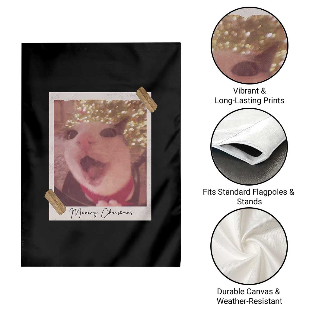 Meowy Christmas Garden Flag Funny Cat Lovers Xmas Vintage Photo TS10 Print Your Wear
