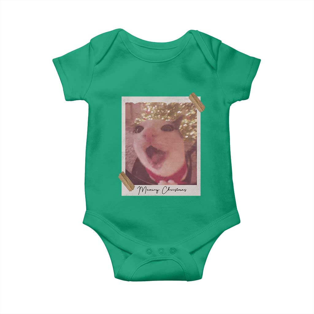 Meowy Christmas Baby Onesie Funny Cat Lovers Xmas Vintage Photo TS10 Irish Green Print Your Wear