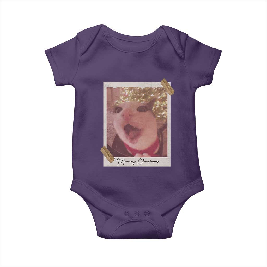 Meowy Christmas Baby Onesie Funny Cat Lovers Xmas Vintage Photo TS10 Purple Print Your Wear