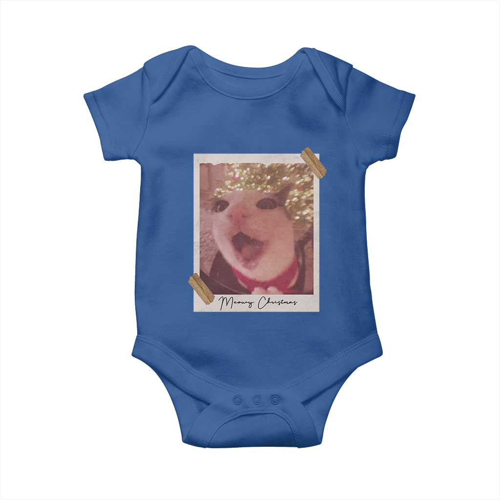 Meowy Christmas Baby Onesie Funny Cat Lovers Xmas Vintage Photo TS10 Royal Blue Print Your Wear
