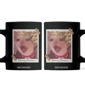 Meowy Christmas Coffee Mug Funny Cat Lovers Xmas Vintage Photo TS10 Black Print Your Wear
