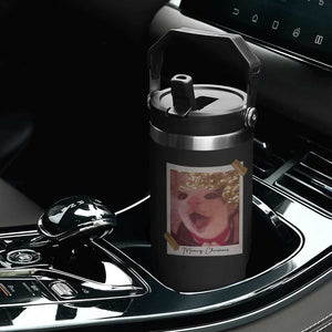Meowy Christmas Flip Straw Tumbler Funny Cat Lovers Xmas Vintage Photo TS10 Print Your Wear