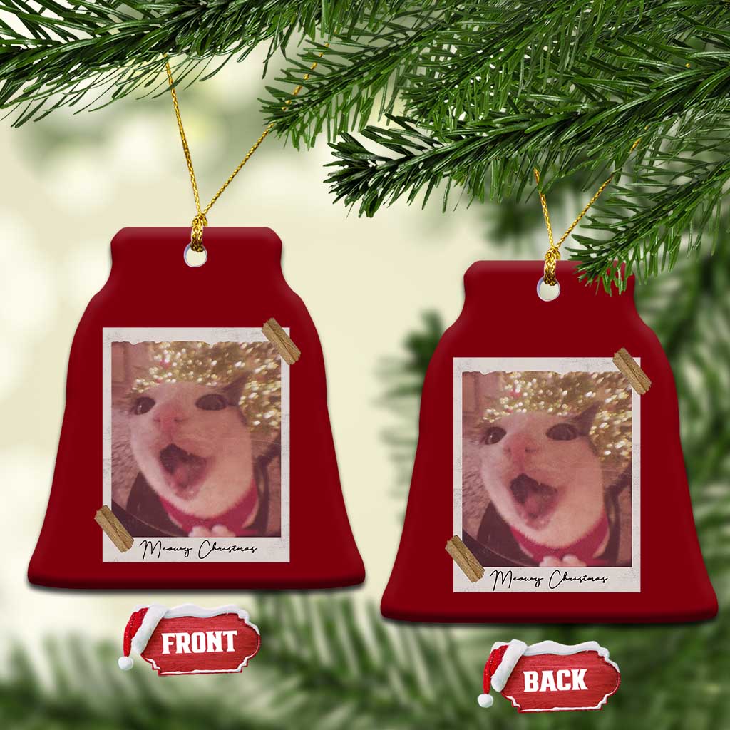 Meowy Christmas Ceramic Ornament Funny Cat Lovers Xmas Vintage Photo TS10 Print Your Wear
