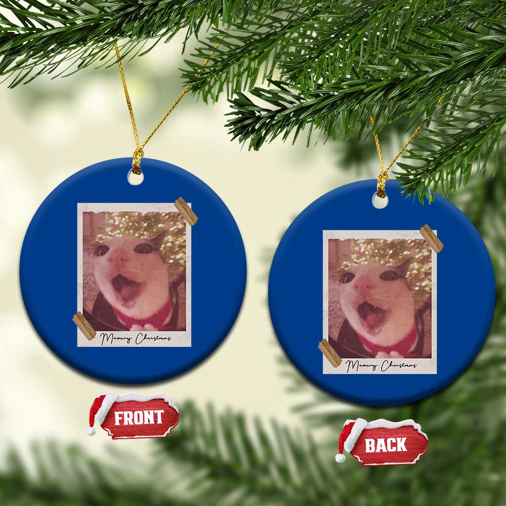 Meowy Christmas Ceramic Ornament Funny Cat Lovers Xmas Vintage Photo TS10 1pc Blue Print Your Wear