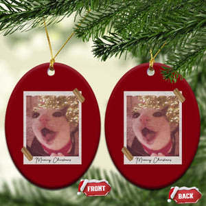 Meowy Christmas Ceramic Ornament Funny Cat Lovers Xmas Vintage Photo TS10 Print Your Wear