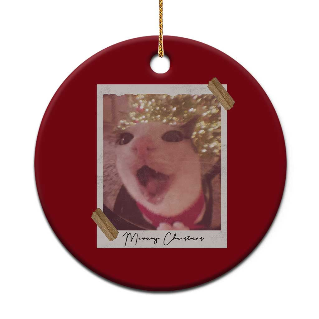 Meowy Christmas Ceramic Ornament Funny Cat Lovers Xmas Vintage Photo TS10 1pc Red Print Your Wear