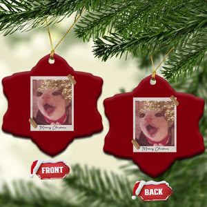 Meowy Christmas Ceramic Ornament Funny Cat Lovers Xmas Vintage Photo TS10 Print Your Wear